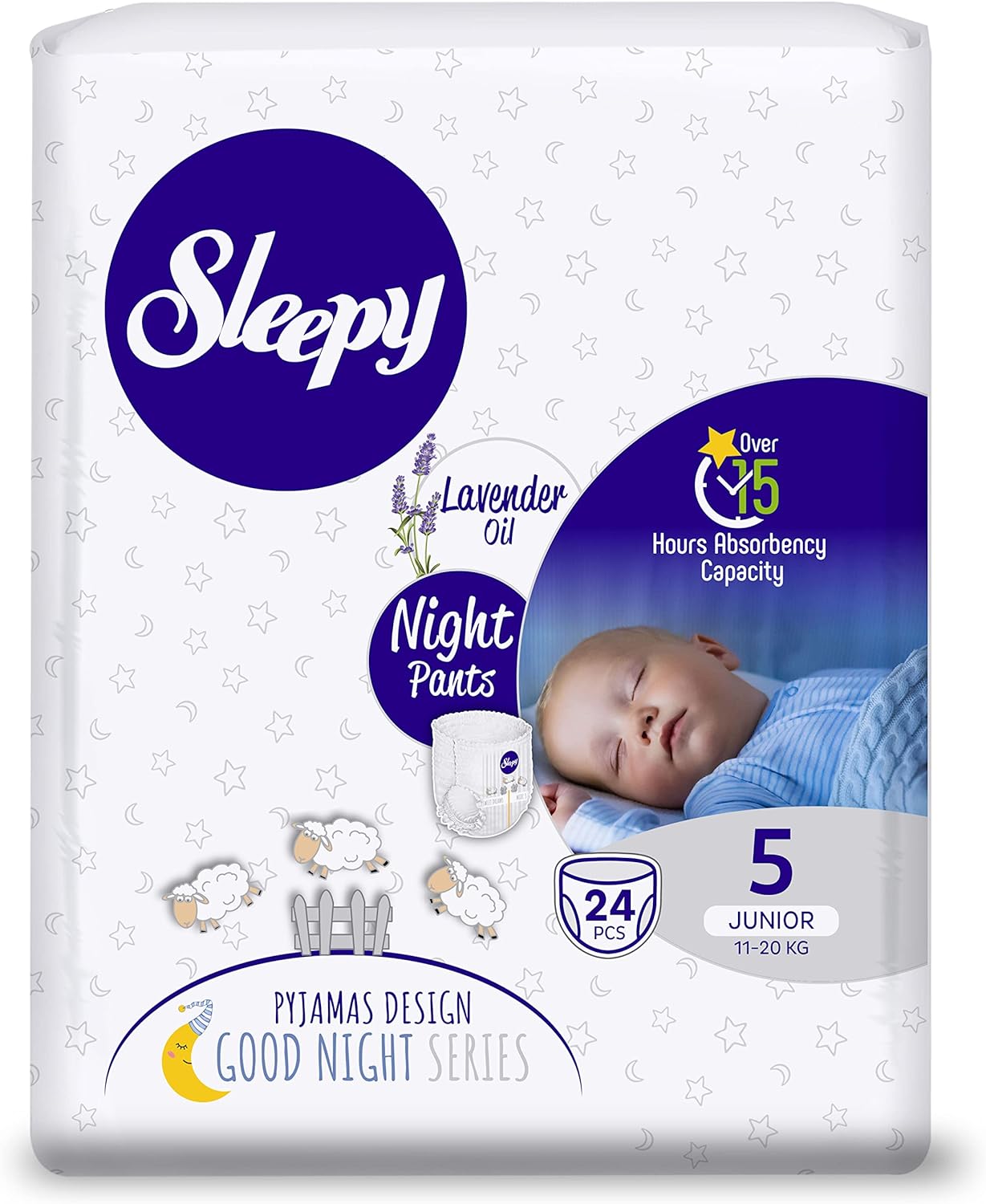 260521040545010_1 Overnight Slip-On Diaper Pants for Swaddler Babies -Disposable Leakproof Nappy Pants for Maximum 15hr Protection and Dry Night - Size 5 Junior (24-44Lbs, 24 Count) - Image 1